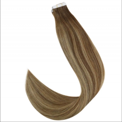 Tape Echthaar Extensions Balayage 4-27-4 BrownBlondeMiami Tape Extensions 100g