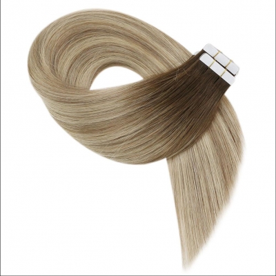 Tape Extensions - Echthaar 3/8/22 BlondeBeigeBrown 40x Tape on Extensions 100g