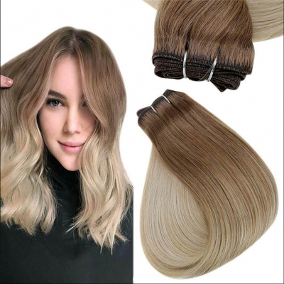 Tresse Remyhaar 100g Ombre T4/16 Brown-Ashblond in 50cm doppelt vernht!