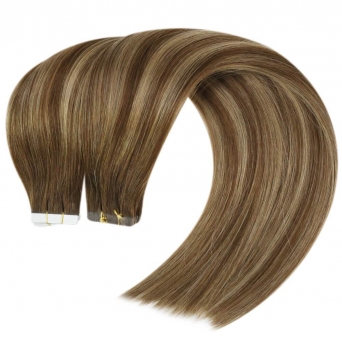 Tape Echthaar Extensions Balayage 4-27-4 BrownBlondeMiami Tape Extensions 100g