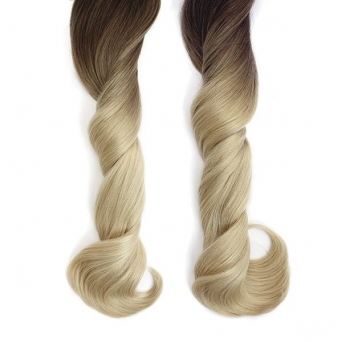 Clip in Extensions Echthaar Set Ombre Braun Blond #4/613 160g