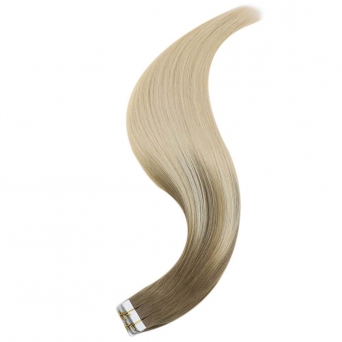 Tape Extensions - Echthaar #8/60 Ombre BrownBlond t 40x Tape on Extensions 100g