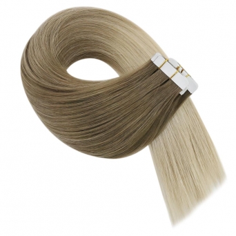 Tape Extensions - Echthaar #8/60 Ombre BrownBlond t 40x Tape on Extensions 100g