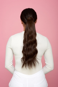 Ponytail 100% Echthaar 60cm Lnge Dunkel Braun#2