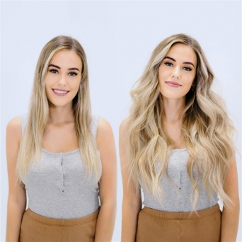 nahtloseClip-in-Extensions Set aus Echthaar in 60cm fr Haarverdichtung und Haarverlngerung! Blondie Beige #P20-24-60